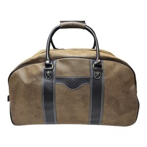 Sovrano Trevi Rolling Bag Golf Duffle Brown Faux Leather Trim Luggage